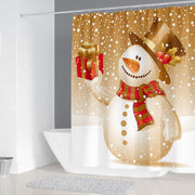 Merry Christmas Bathroom Set Snowman Santa Claus Elk Pattern Waterproof Shower Curtain Toilet Cover Mat Non Slip Rug Home Decor - Synoptic Home Essentials