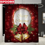 Merry Christmas Bathroom Set Snowman Santa Claus Elk Pattern Waterproof Shower Curtain Toilet Cover Mat Non Slip Rug Home Decor - Synoptic Home Essentials