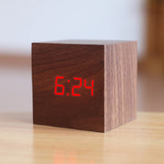 New Qualified Digital Wooden LED Alarm Clock Wood Retro Glow Clock Desktop Table Decor Voice Control Snooze Function Desk Tools - Synoptic Home Essentials