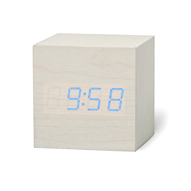 New Qualified Digital Wooden LED Alarm Clock Wood Retro Glow Clock Desktop Table Decor Voice Control Snooze Function Desk Tools - Synoptic Home Essentials