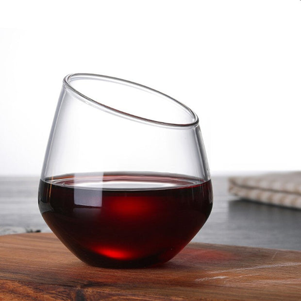 High Quality Heat-Resistant Glass Oblique Mouth Cup Round Shape Juice Cup Large Capacity Creative Tea Whiskey Wine Glass - Synoptic Home Essentials