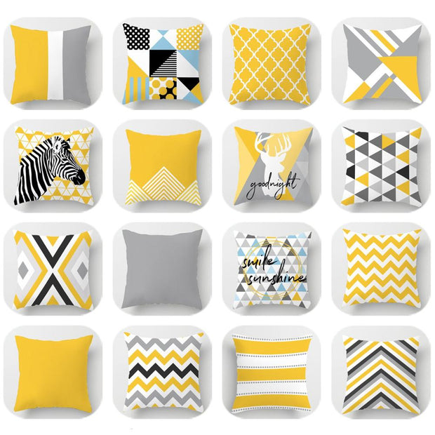 Yellow Striped Pillowcases - Geometric Throw Pillow Covers - Synoptic Home Essentials