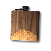 6 Oz. Wooden Hip Flask (Sawtooth Mountains in Bamboo & Black Walnut) - Synoptic Home Essentials