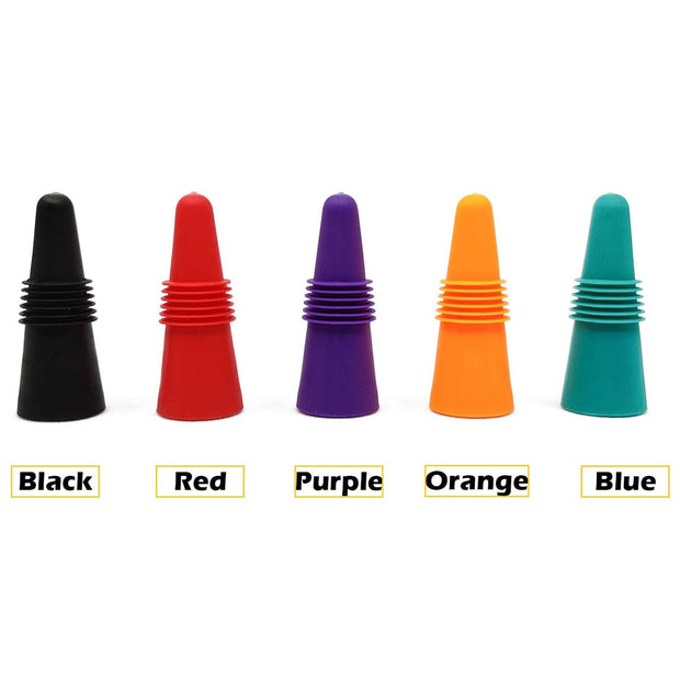 Silicone Wine Bottle Stopper Set Leak Proof Beer Champagne Cap Closer Whisky Accessories Wine Cork Plugs Lids Kitchen Bars Tools - Synoptic Home Essentials