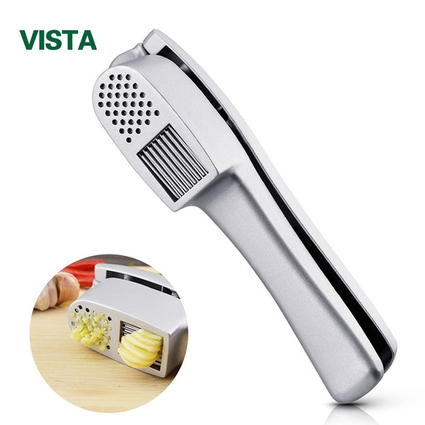 Garlic Press Mincer and Slicer 2 in 1 Kitchen Gadget Aluminium Crusher Mincer Grinder Chopper Slicer for Garlic Kitchen Tool - Synoptic Home Essentials