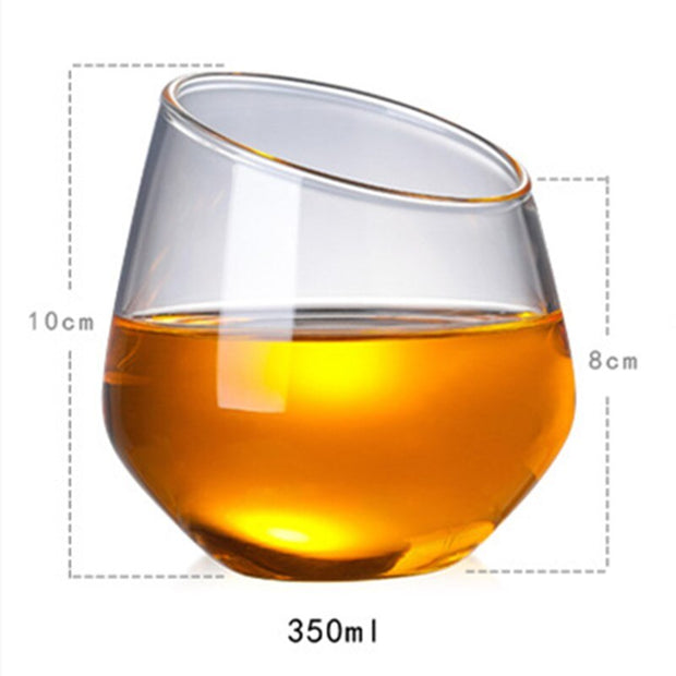 High Quality Heat-Resistant Glass Oblique Mouth Cup Round Shape Juice Cup Large Capacity Creative Tea Whiskey Wine Glass - Synoptic Home Essentials