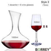 BORREY Wine Decanter Whiskey Vodka Glass Bottle Set Wine Separator Wine Decanter Aerator Crystal Clear Glass 1500ml Wine Tools - Synoptic Home Essentials