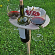 Mini Wooden Picnic Wine Table with Foldable Round Desktop - Synoptic Home Essentials