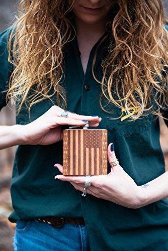 6 Oz. Wooden Hip Flask (Sawtooth Mountains in Bamboo & Black Walnut) - Synoptic Home Essentials